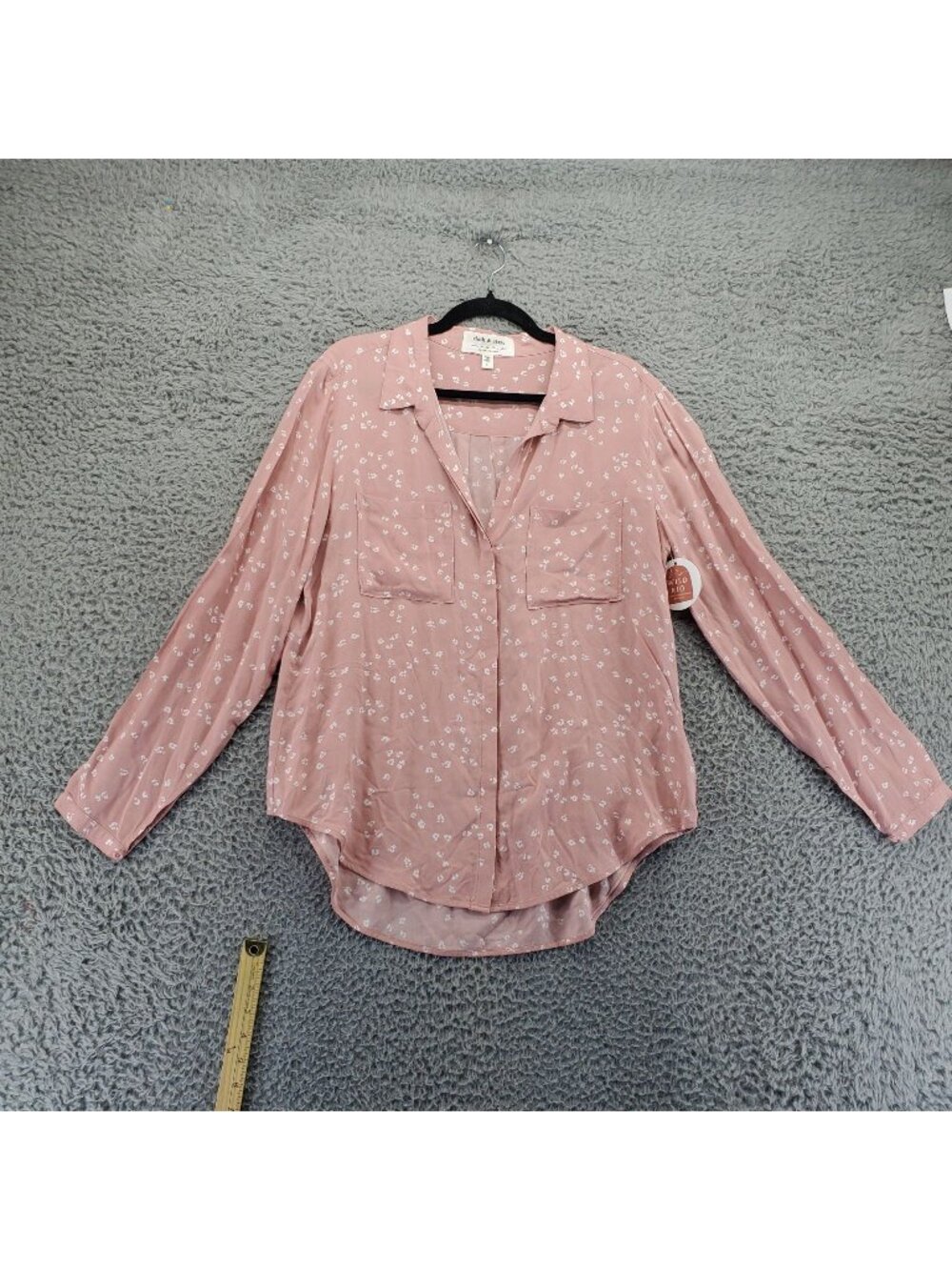 Cloth & Stone Top Womens Large Pink Floral Button-Down Pockets Long Sleeve *NWT*